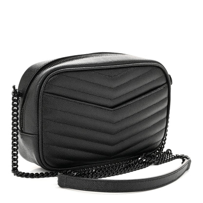 Saint Laurent Grain De Poudre Matelasse Monochrome Monogram Mini Lou Camera Bag Black 3 of 11