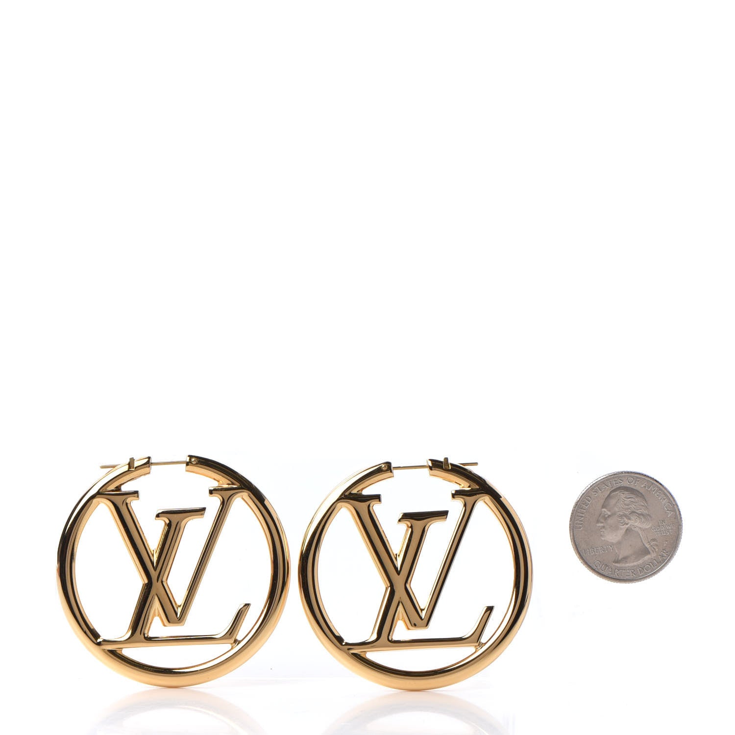 Louis Vuitton Metal Louise Hoop Earrings Gold 2 of 5