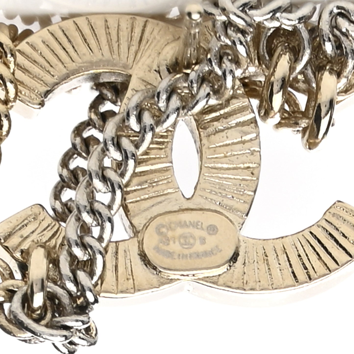 Crystal Chain CC Earrings Gold