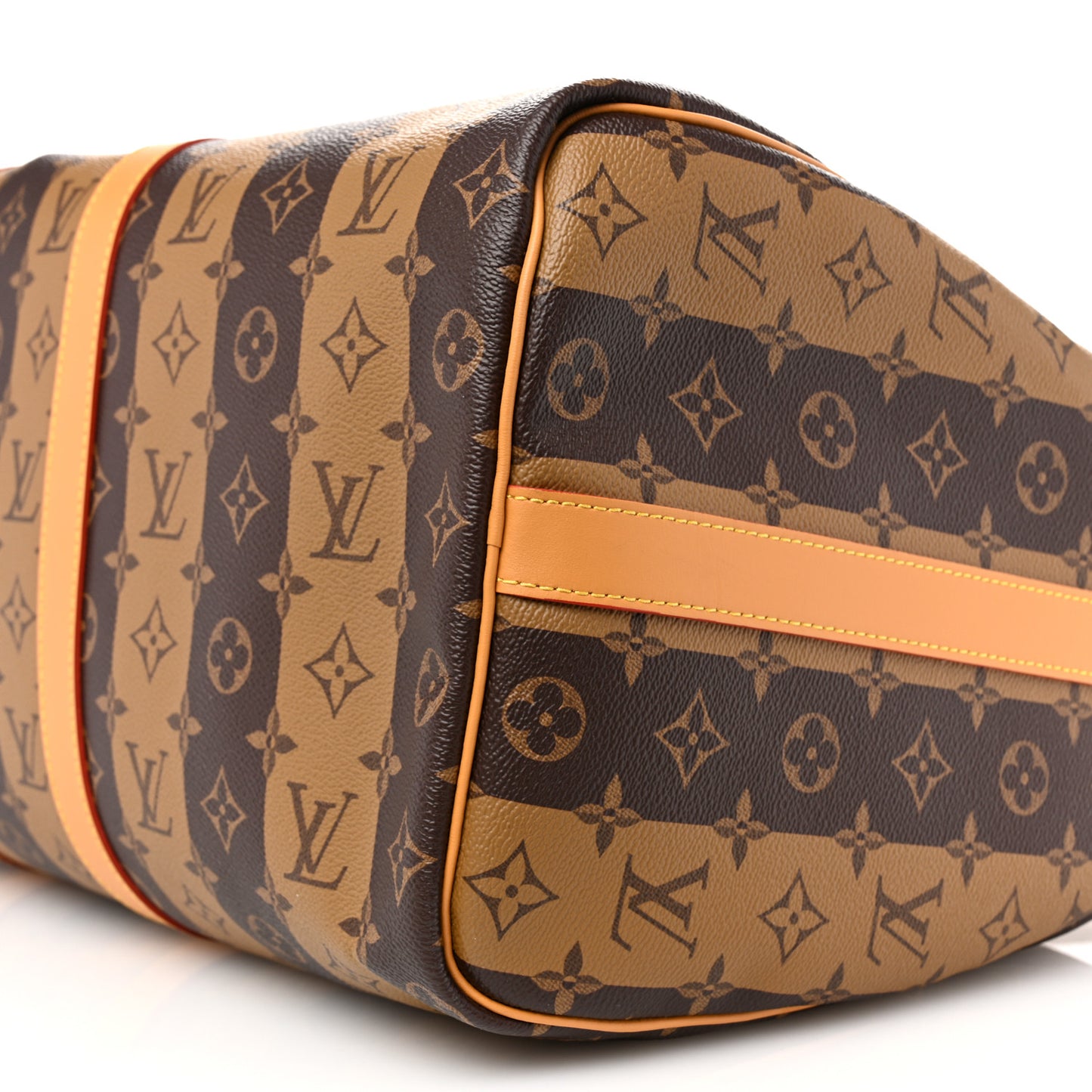 X NIGO Reverse Monogram Stripe Keepall Bandouliere 50 Brown