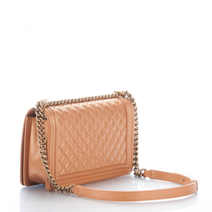 Chanel Iridescent Calfskin Quilted New Medium Boy Flap Dark Gold 3 of 7