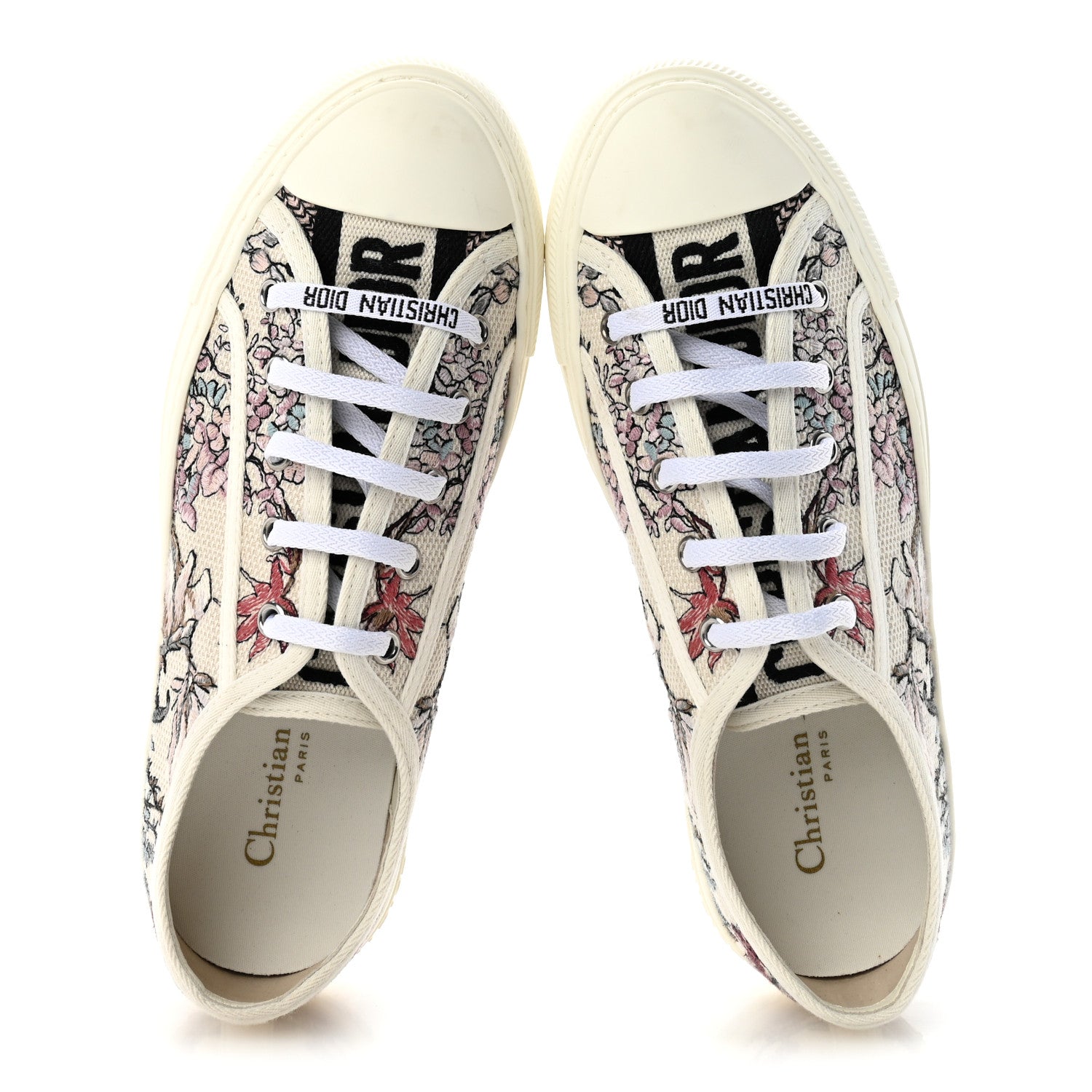 Christian Dior Canvas Embroidered Womens Walk'N'Dior Low Top Sneakers 38 White Multicolor 2 of 9