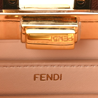 Fendi Vitello Seta Nappa Bi-Color Small Peekaboo I SEE U Satchel Miele Scuro Light Rose Ghianda 7 of 9