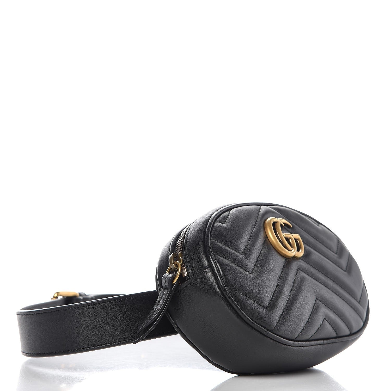 Gucci Calfskin Matelasse GG Marmont Belt Bag 85 34 Black 4 of 9