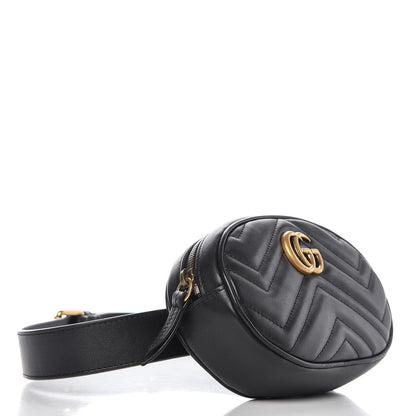 Gucci Calfskin Matelasse GG Marmont Belt Bag 85 34 Black 4 of 9