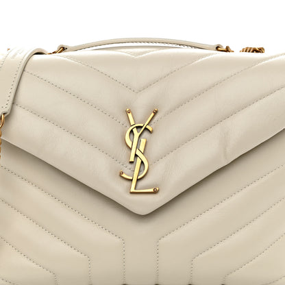 Saint Laurent Calfskin Y Quilted Monogram Small Loulou Chain Satchel Crema Soft 7 of 9