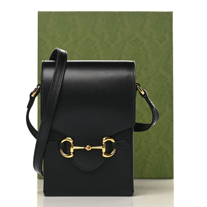 Gucci Boarded Plutone Calfskin Mini Horsebit 1955 Crossbody Bag Black 10 of 10