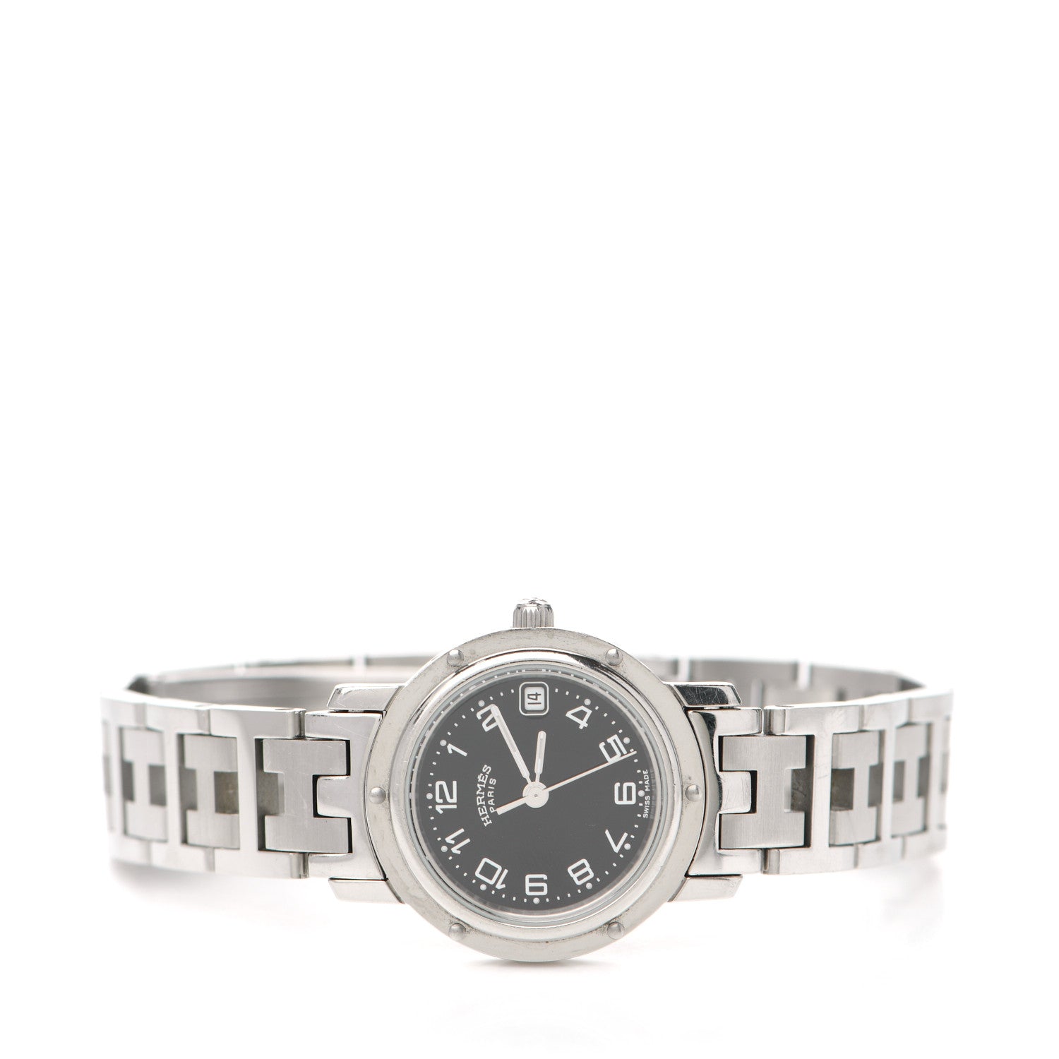Hermes Stainless Steel 24mm Clipper Quartz Watch Black 2 of 9