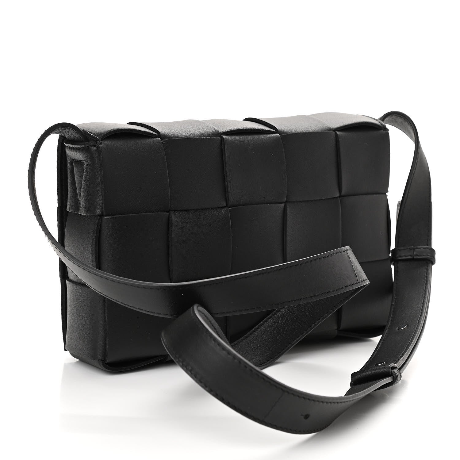Bottega Veneta Lambskin Maxi Intrecciato Cassette Crossbody Bag Black 3 of 9