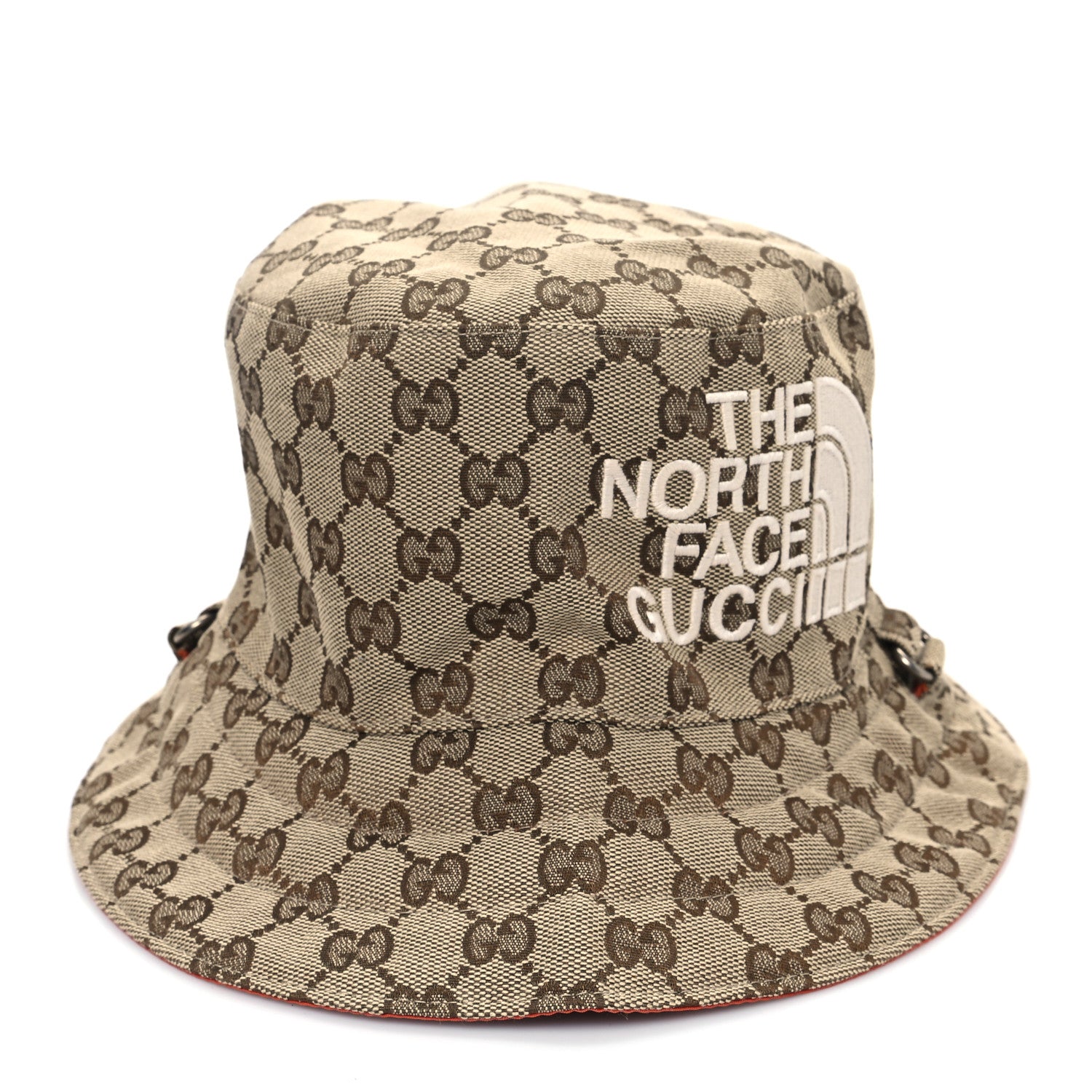Gucci X NORTH FACE Canvas GG Monogram Reversible Hat S Beige Deep Orange 3 of 13