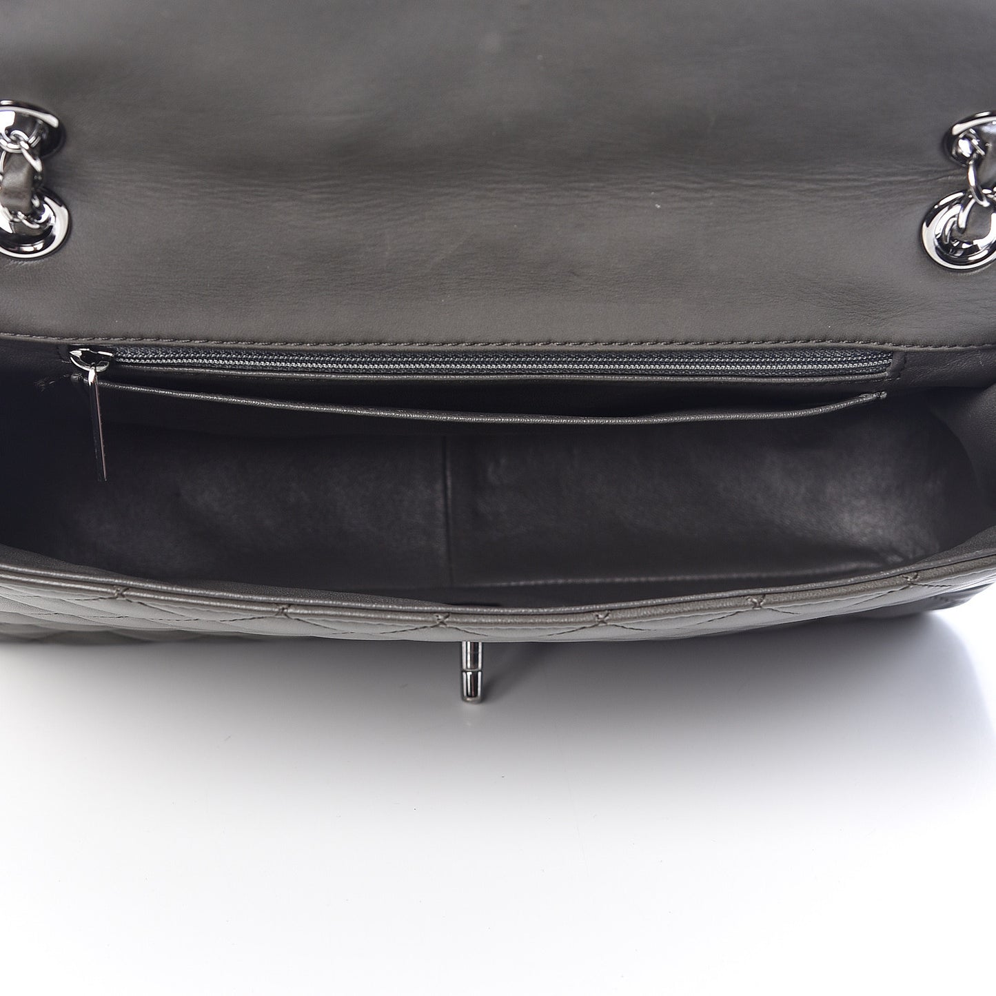 Lambskin Quilted Elementary Chic Flap Grey