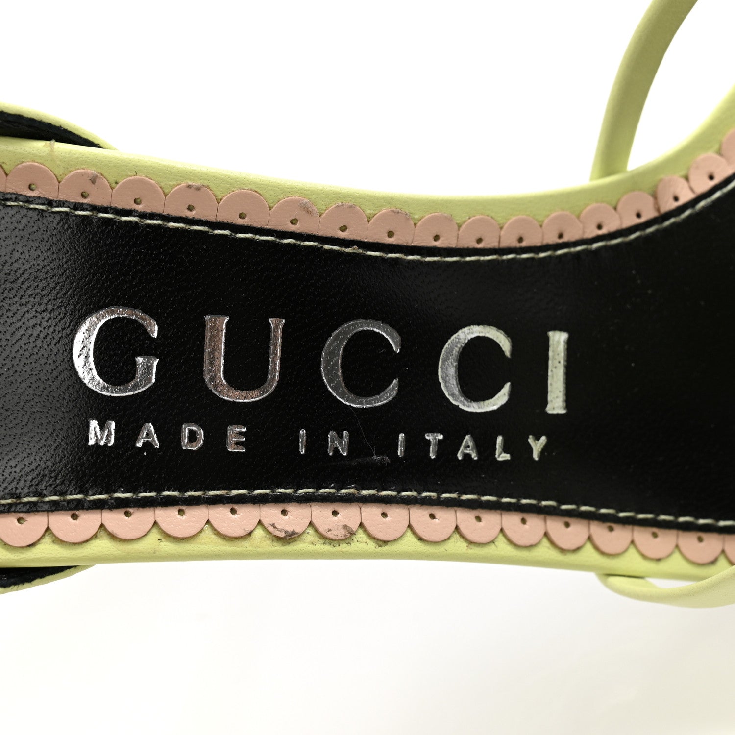 Gucci Nappa Charlotte GG Ankle Strap High Heel Sandals 36.5 Pistachio Green 6 of 11