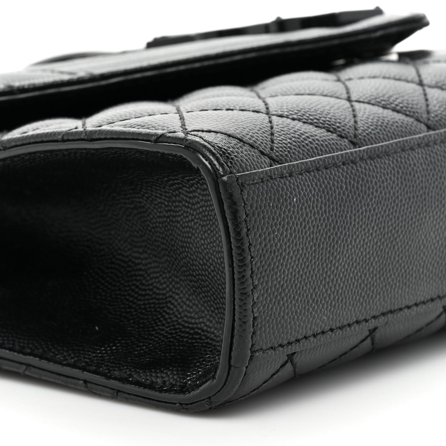Grain De Poudre Textured Mixed Matelasse Triquilt Medium Monogram Monochrome Satchel Black