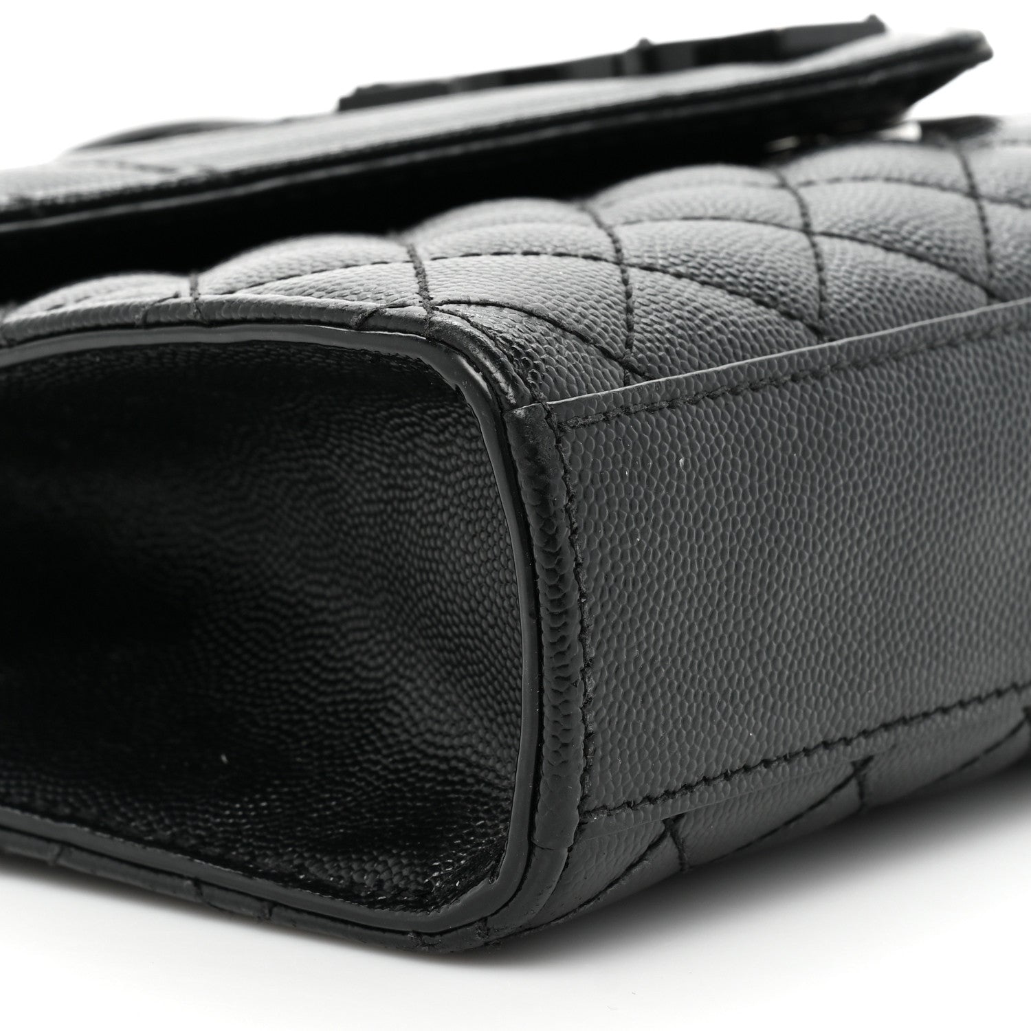 Saint Laurent Grain De Poudre Textured Mixed Matelasse Triquilt Medium Monogram Monochrome Satchel Black 8 of 15