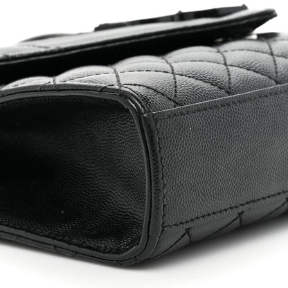 Saint Laurent Grain De Poudre Textured Mixed Matelasse Triquilt Medium Monogram Monochrome Satchel Black 8 of 15