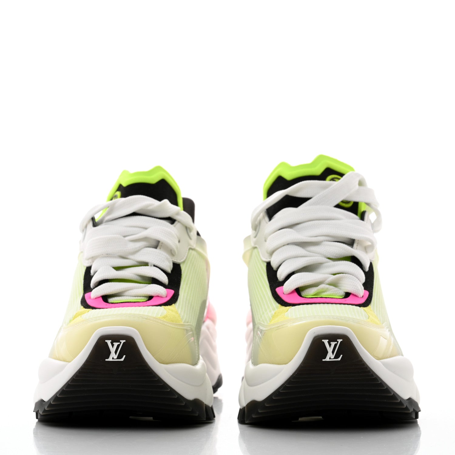 Louis Vuitton Monogram Calfskin Run 55 Sneakers 36.5 Pink White Yellow 2 of 8