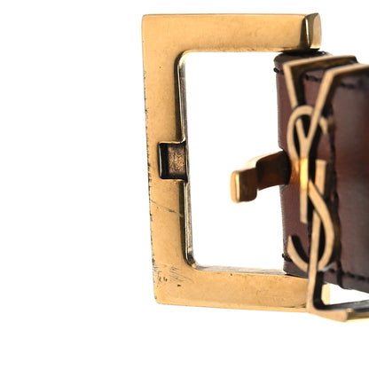 Saint Laurent Smooth Calfskin Monogram Square Buckle Belt 85 34 Brown 6 of 8