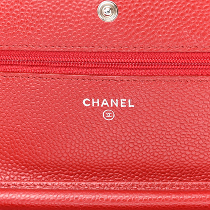 Chanel Caviar Quilted Wallet On Chain WOC Dark Red 6 of 11