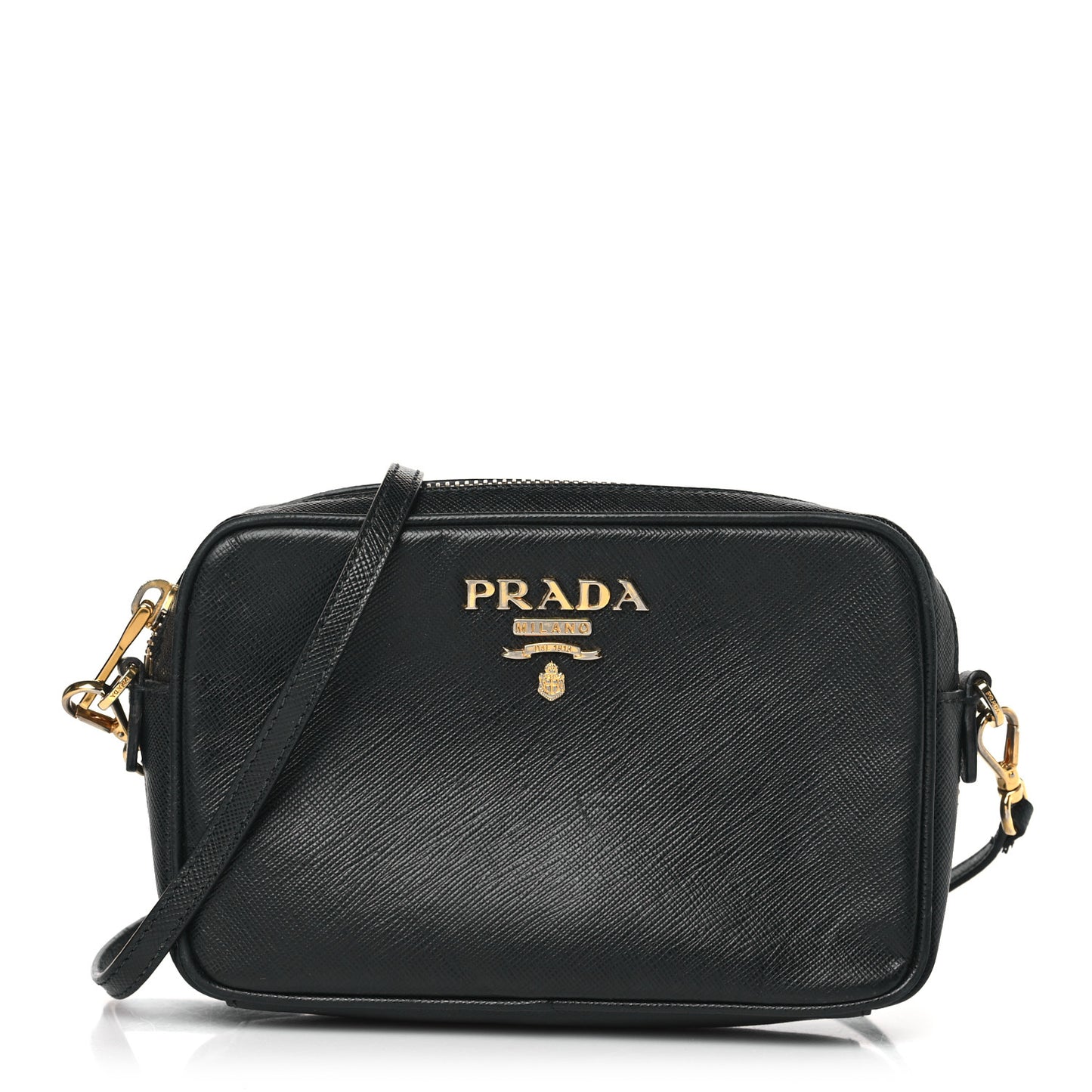 Saffiano Mini Camera Crossbody Bag Black