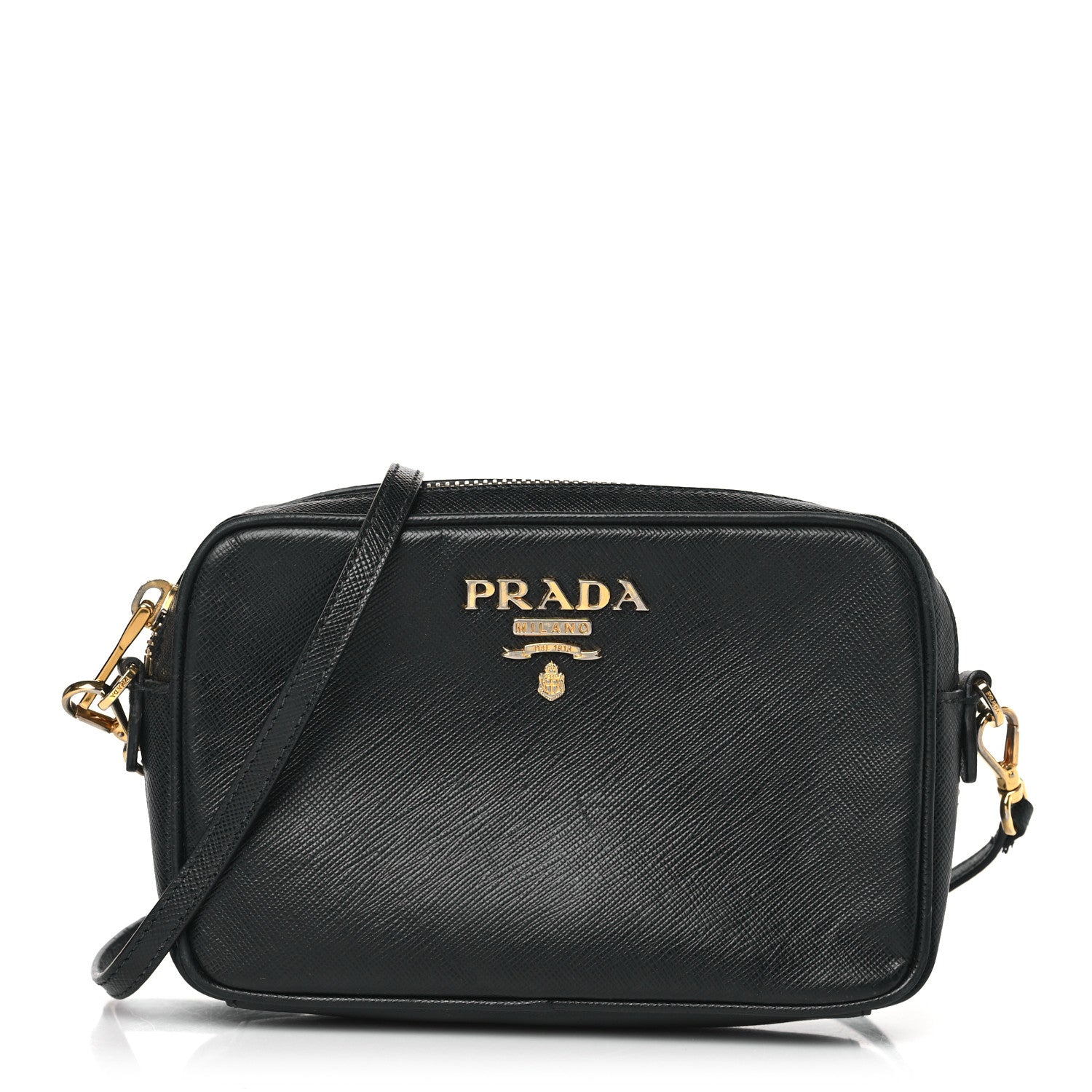 Prada Saffiano Mini Camera Crossbody Bag Black 1 of 9