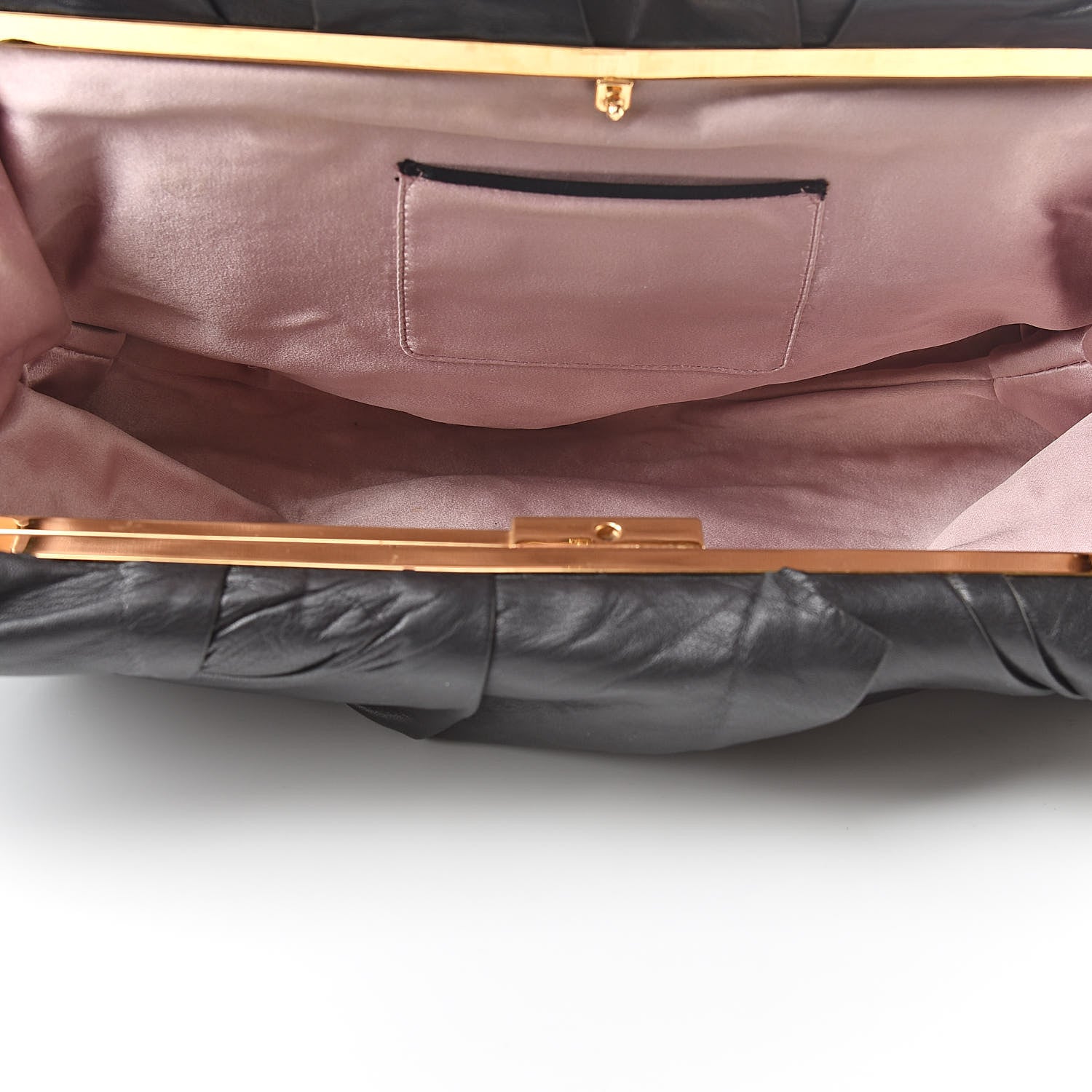 Prada Nappa Pleated Clutch Black 5 of 9