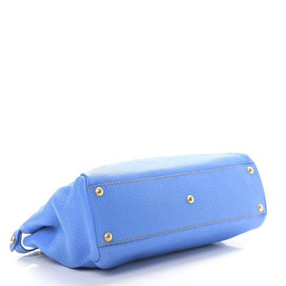 Fendi Cuoio Romano Raffia Selleria Medium Peekaboo Iconic Satchel Blue 4 of 13