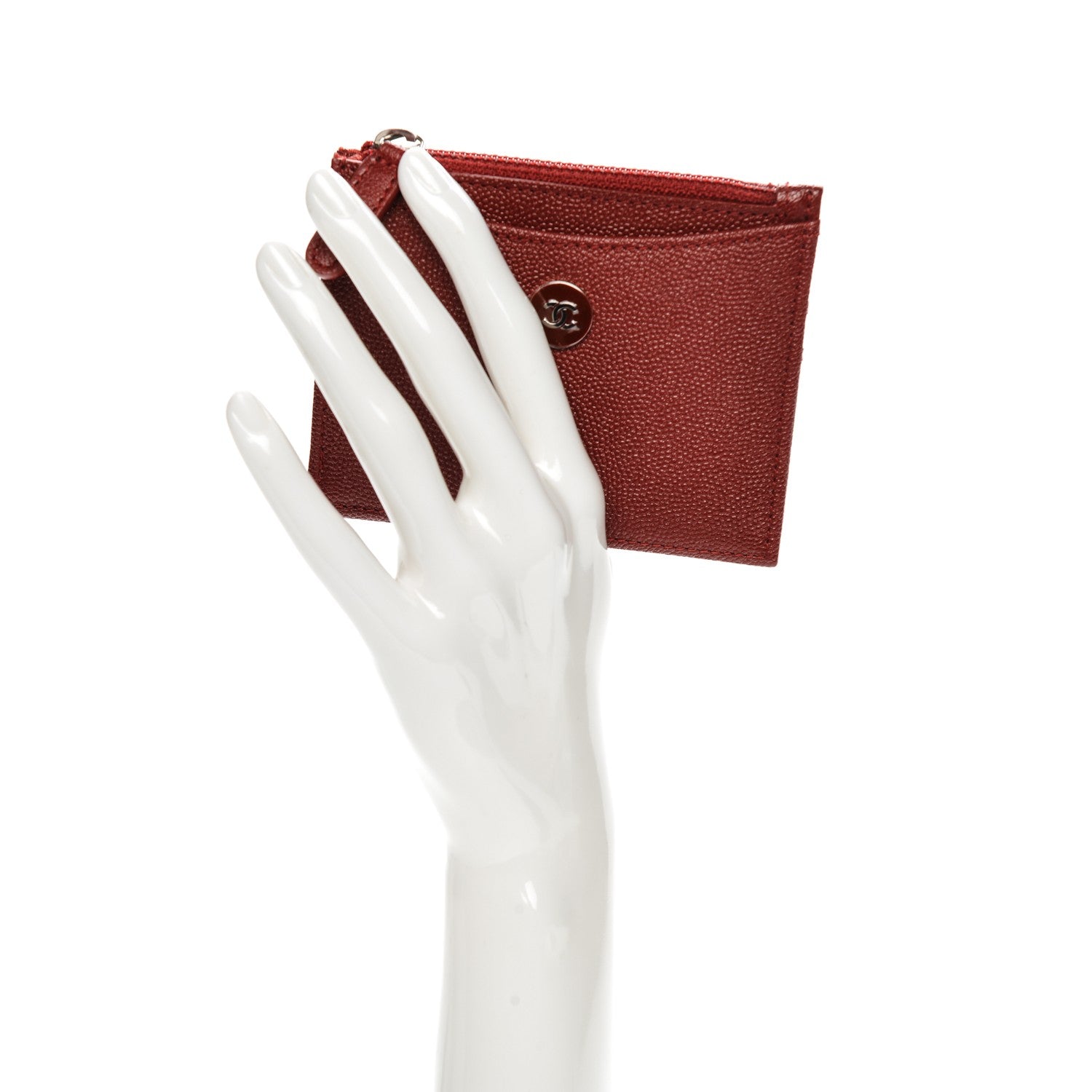 Chanel Caviar CC Zip Card Holder Red 2 of 7