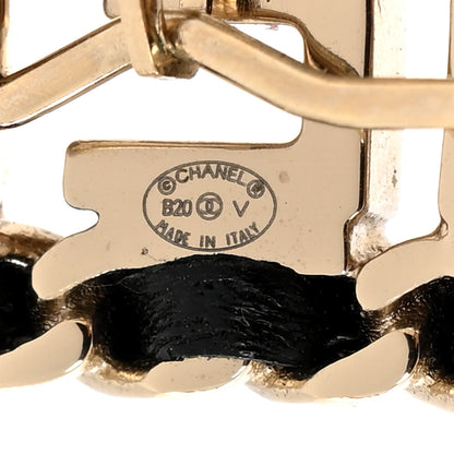 Chanel Metal Lambskin Vintage Allure Logo Hair Clip Black Gold 3 of 4