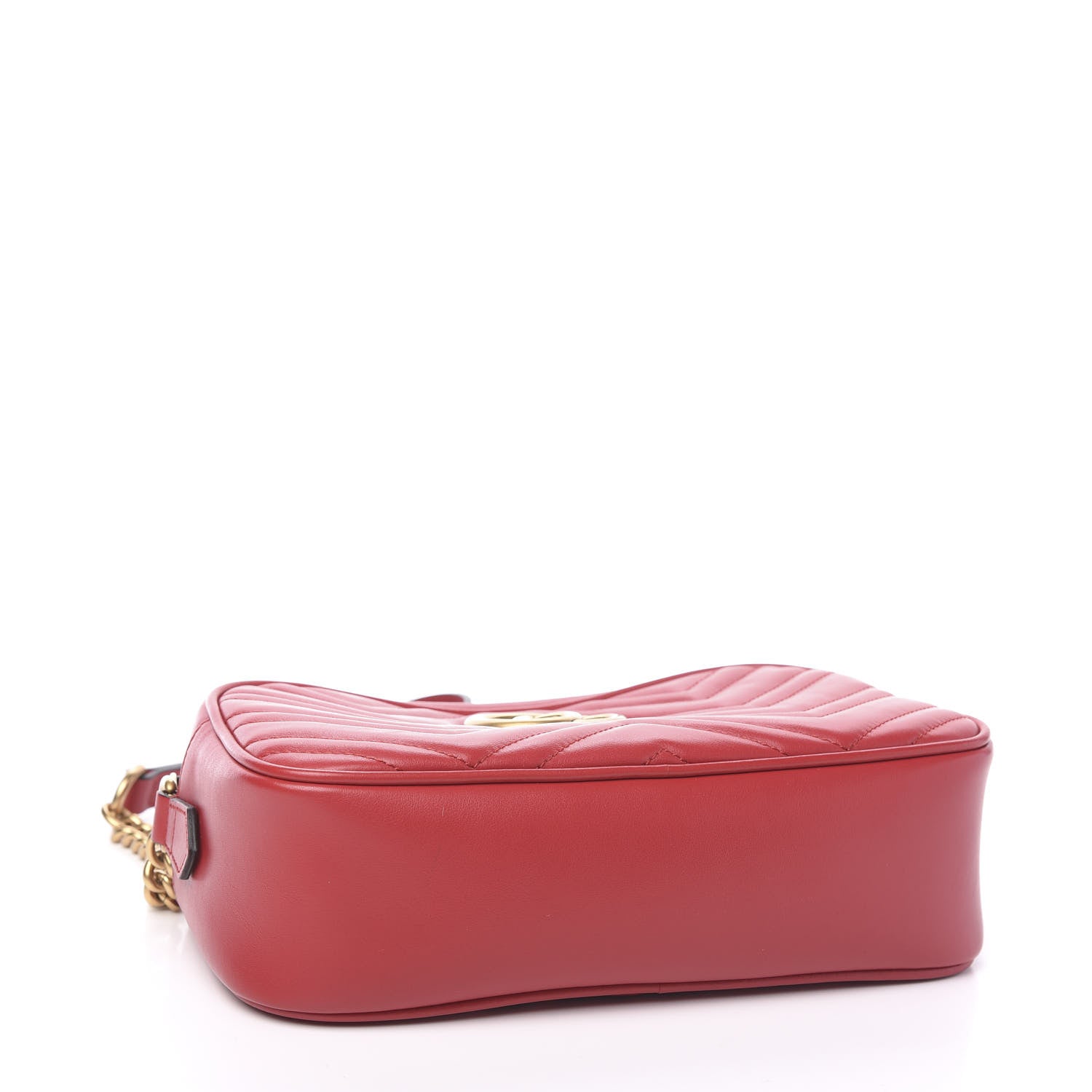 Gucci Calfskin Matelasse Small GG Marmont Chain Shoulder Bag Hibiscus Red 3 of 10