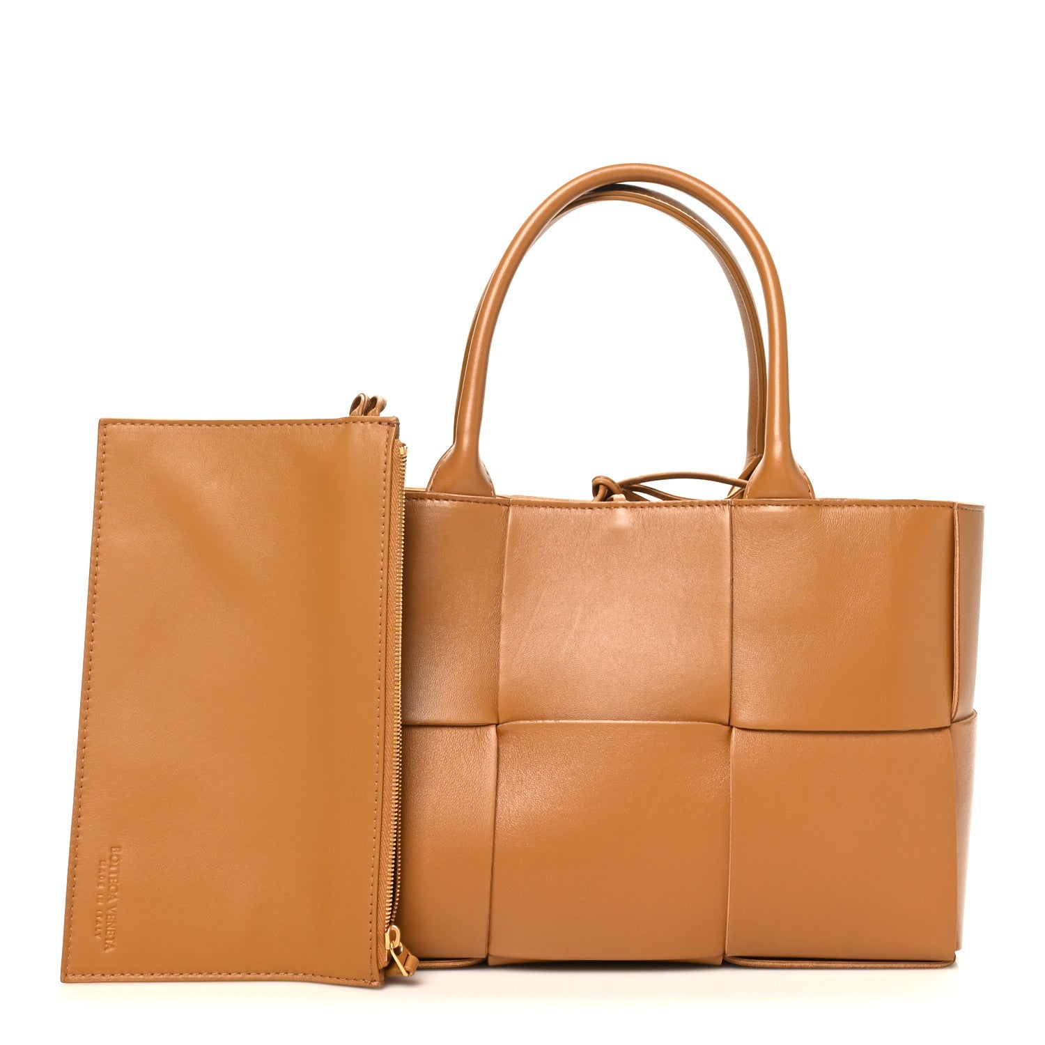 Bottega Veneta Nappa Maxi Intrecciato Small Arco Tote Caramel