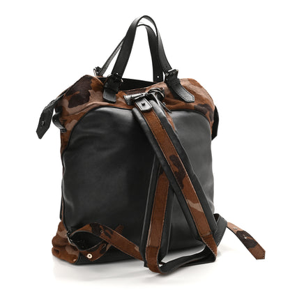 Christian Louboutin Pony Hair Calfskin Spikes Syd Backpack Camo  Coffee Bronze Black 3 of 20