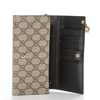 Gucci GG Supreme Monogram GG Pierce Chain Clutch Wallet Beige Ebony Black 6 of 6