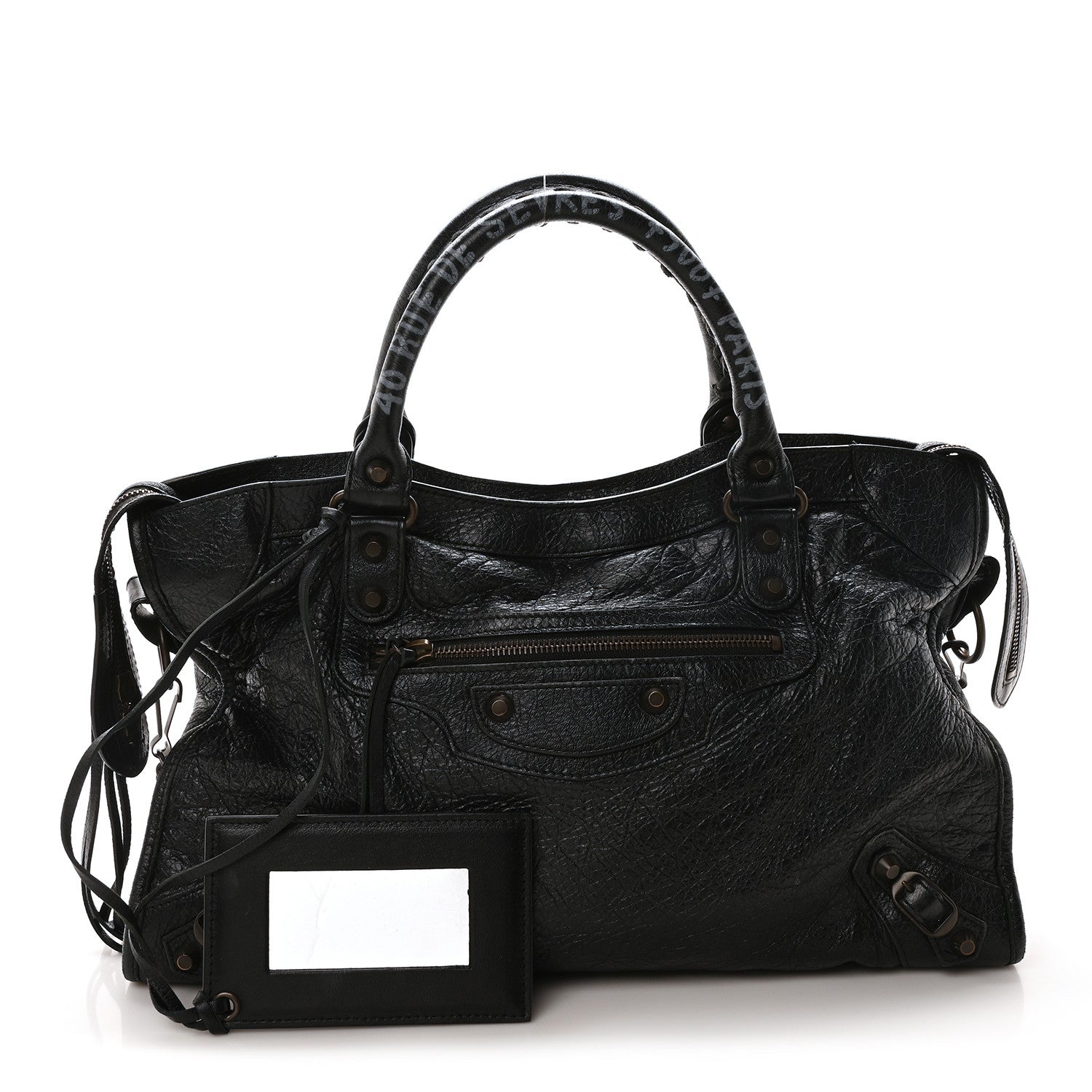 Balenciaga Agneau Arena Graffiti Short Strap Classic Hardware City Black White 3 of 11