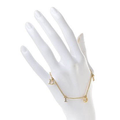 Christian Dior Crystal Logo Charms Bracelet Gold 2 of 4