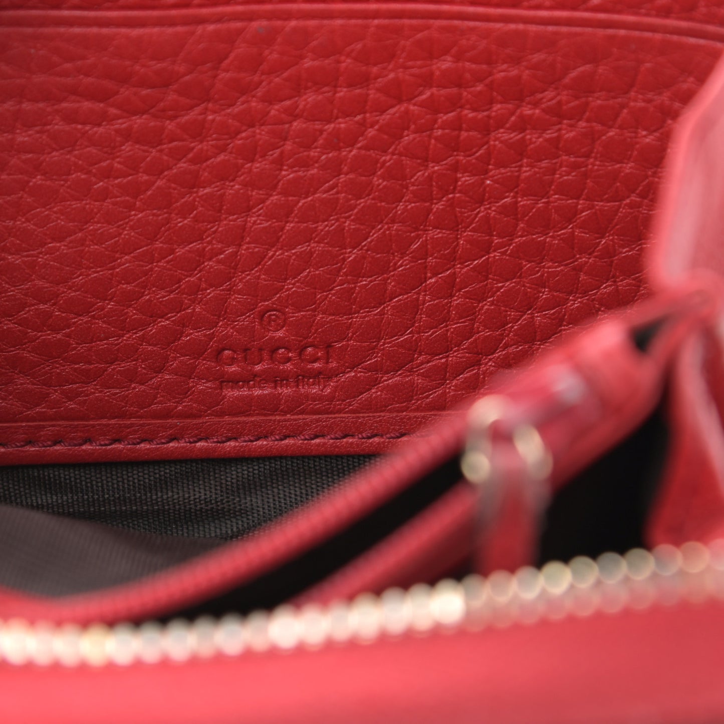 Pebbled Calfskin Soho Compact Disco Zip Around Wallet Hibiscus Red