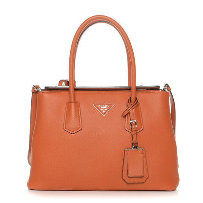 Prada Saffiano Cuir Twin Tote Papaya 1 of 6