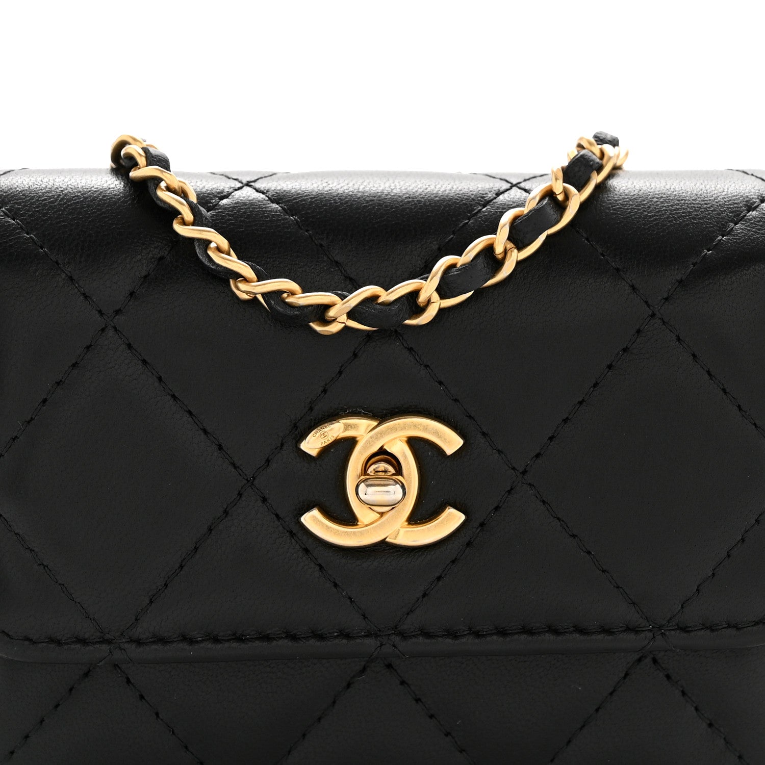 Chanel Lambskin Quilted Pearl Crush Clutch With Chain Black 9 of 14