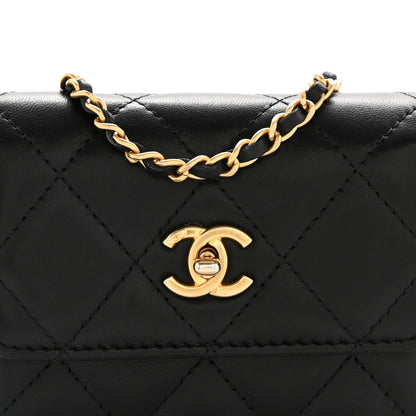 Chanel Lambskin Quilted Pearl Crush Clutch With Chain Black 9 of 14