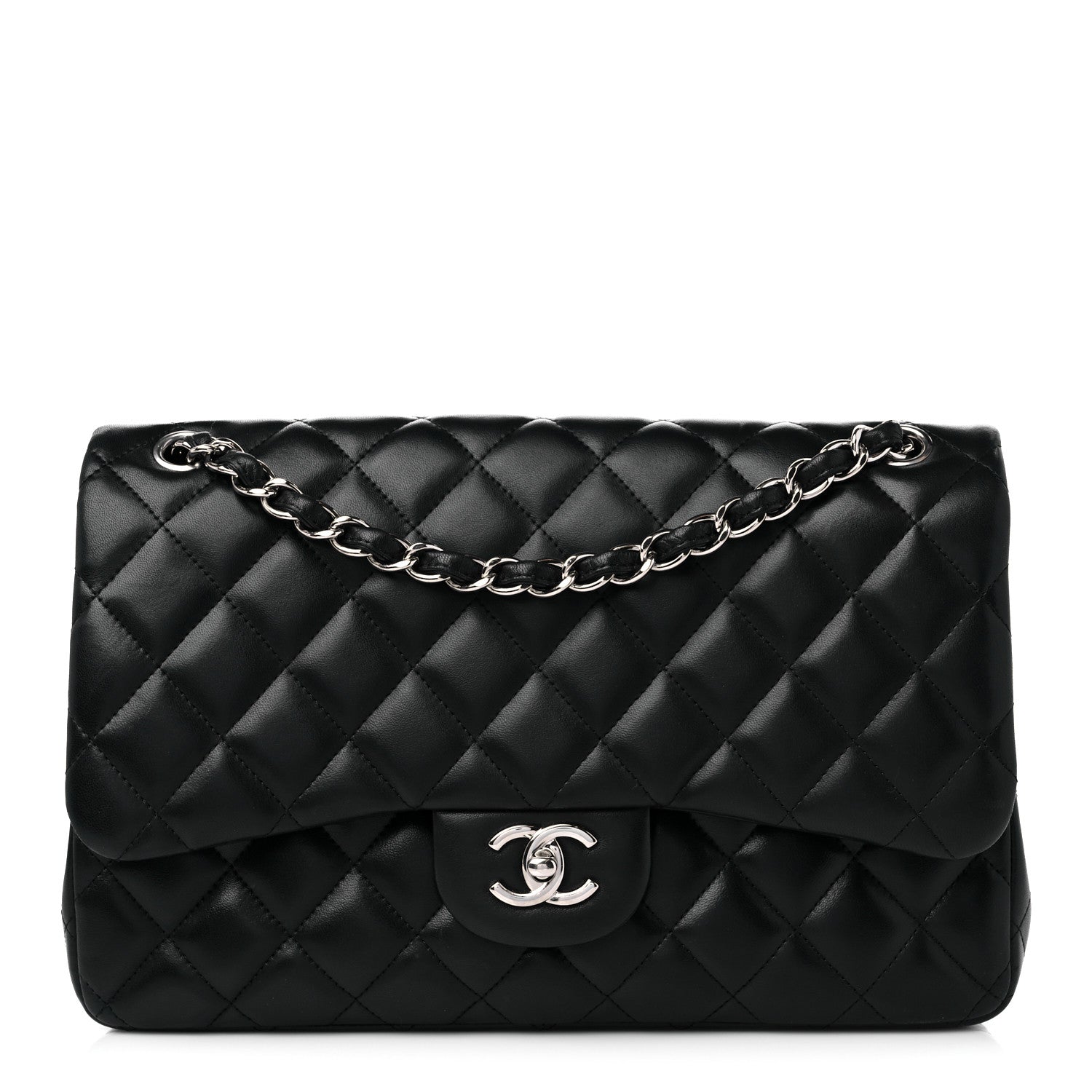 Chanel Lambskin Quilted Jumbo Double Flap Black 1 of 12