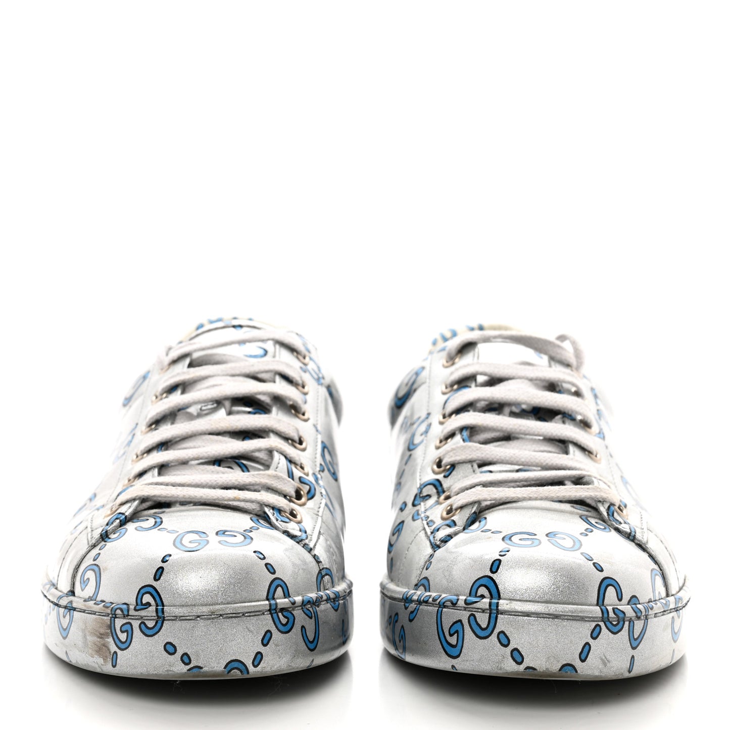Miro Rubber Wax GucciGhost Print Mens New Ace Sneakers 10 Silver