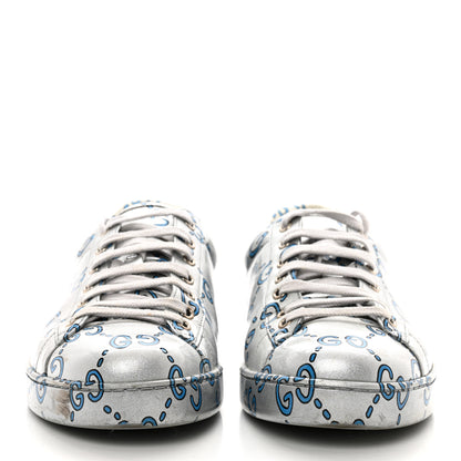 Gucci Miro Rubber Wax GucciGhost Print Mens New Ace Sneakers 10 Silver 2 of 9