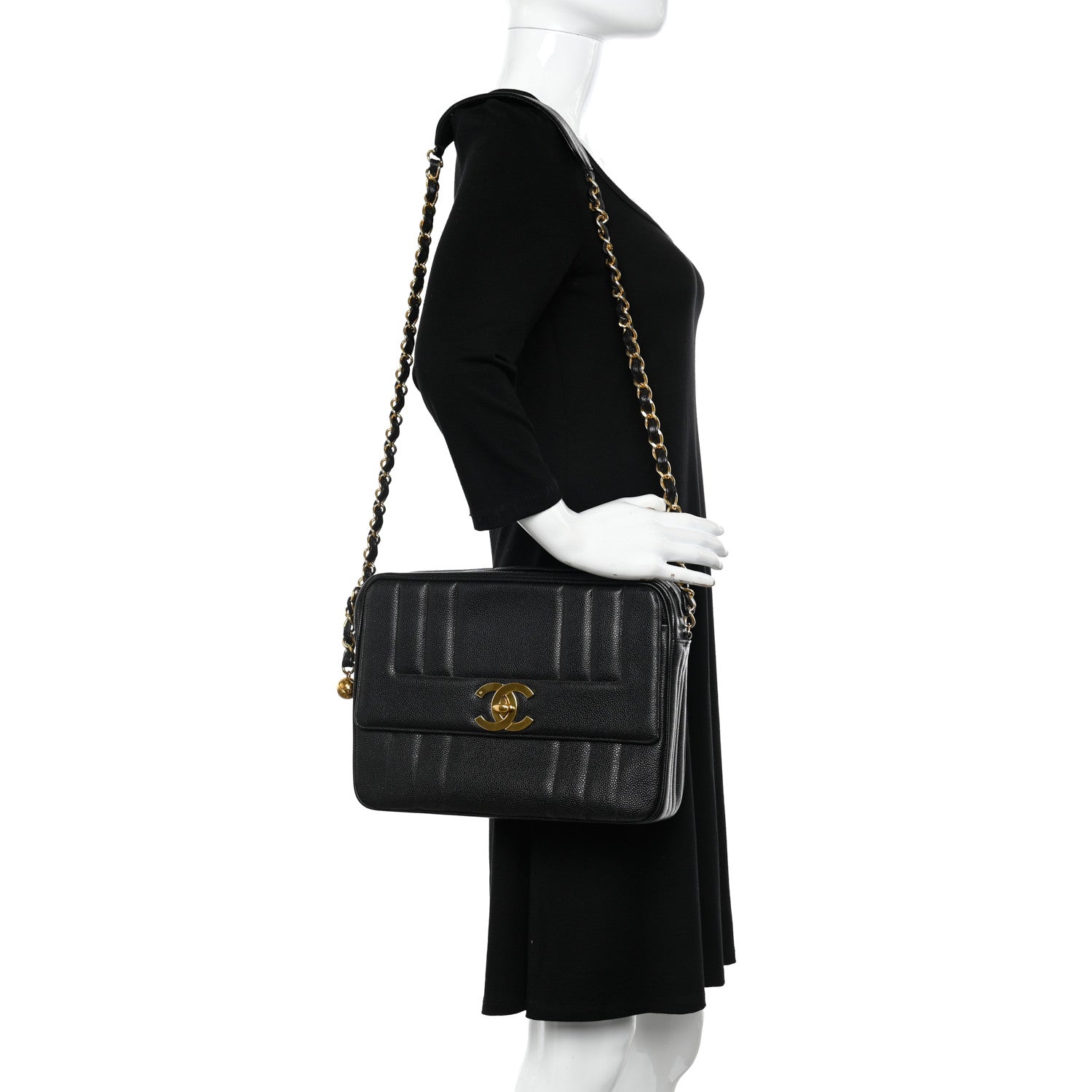 Chanel Caviar Vertical Quilted Flap Camera Bag Black 2 of 11
