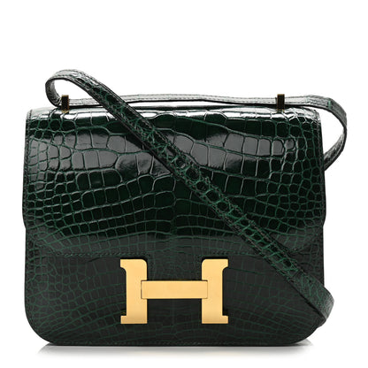 Hermes Shiny Alligator Constance 18 Vert Fonce 1 of 11