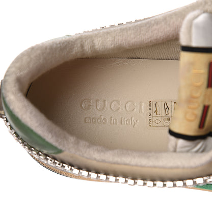 Gucci Nubuck Calfskin Web Removable Crystals Mens Screener Sneakers 12 Dusty Milk New Mystic White 8 of 11