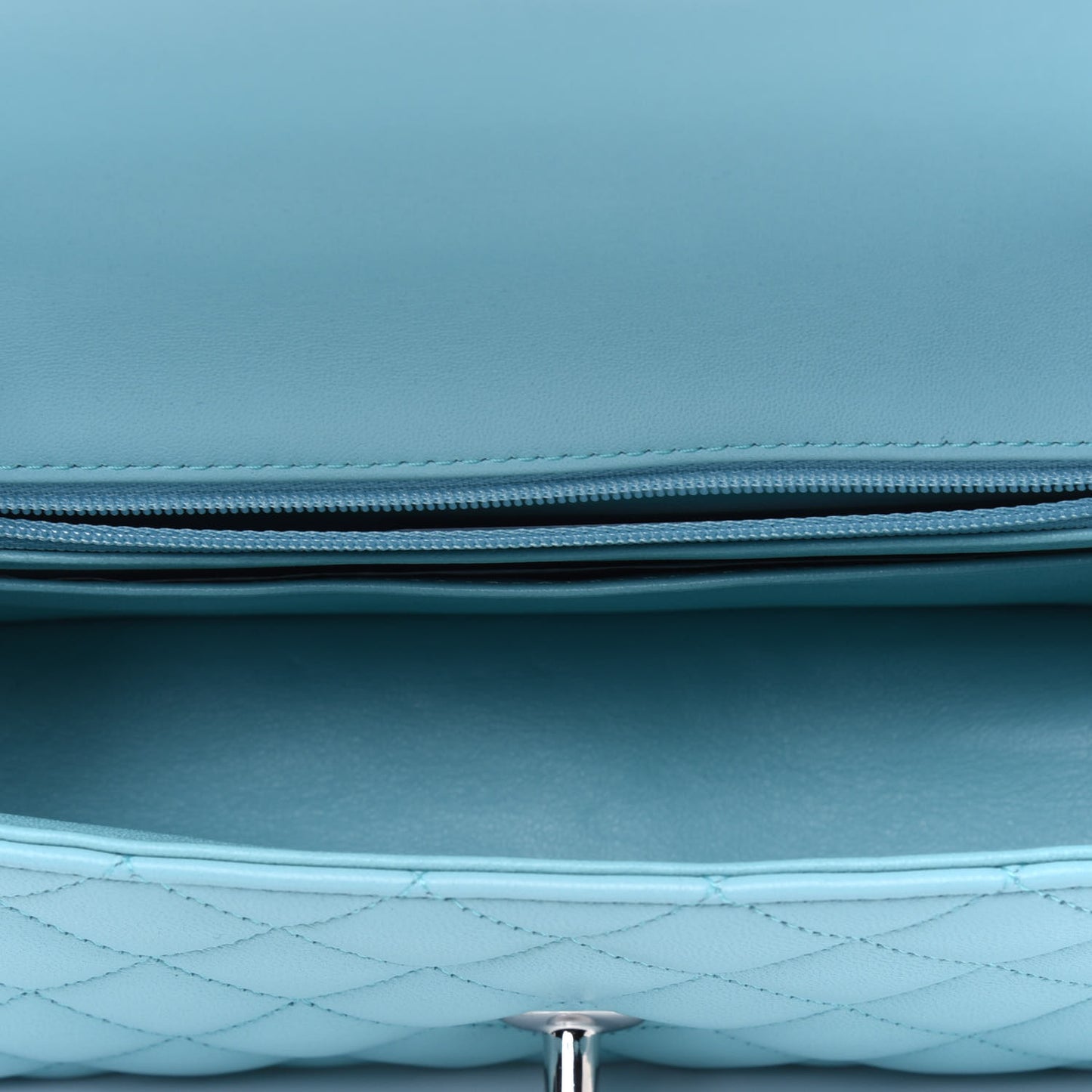 Lambskin Quilted Mini Rectangular Flap Neon Blue