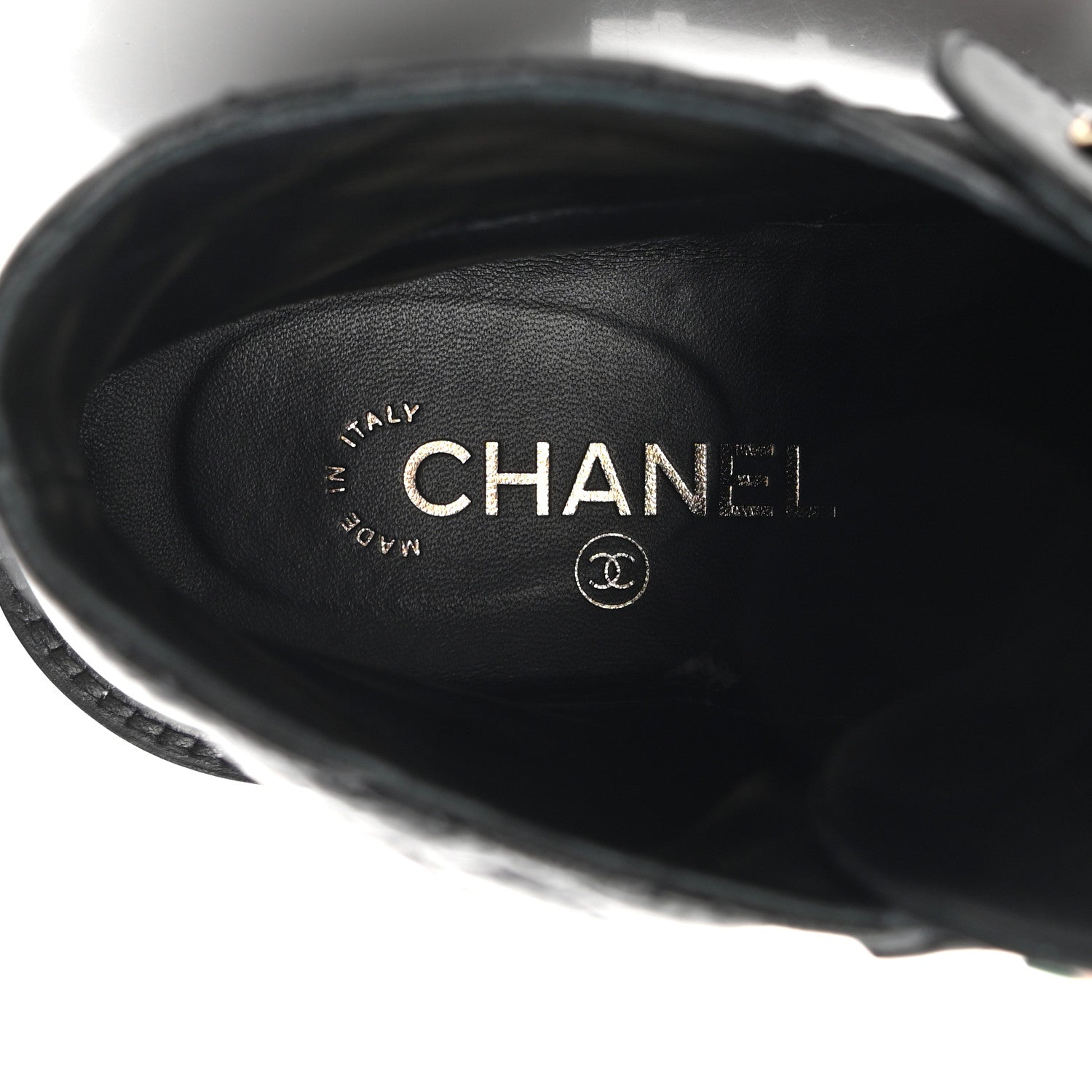 Chanel Shiny Goatskin Calfskin Quilted Lace Up Combat Boots 39.5 Black 7 of 8