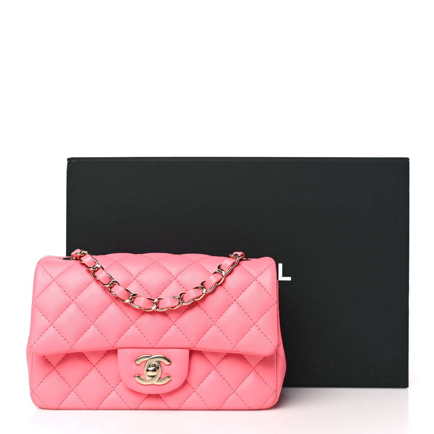 Lambskin Quilted Mini Rectangular Flap Pink