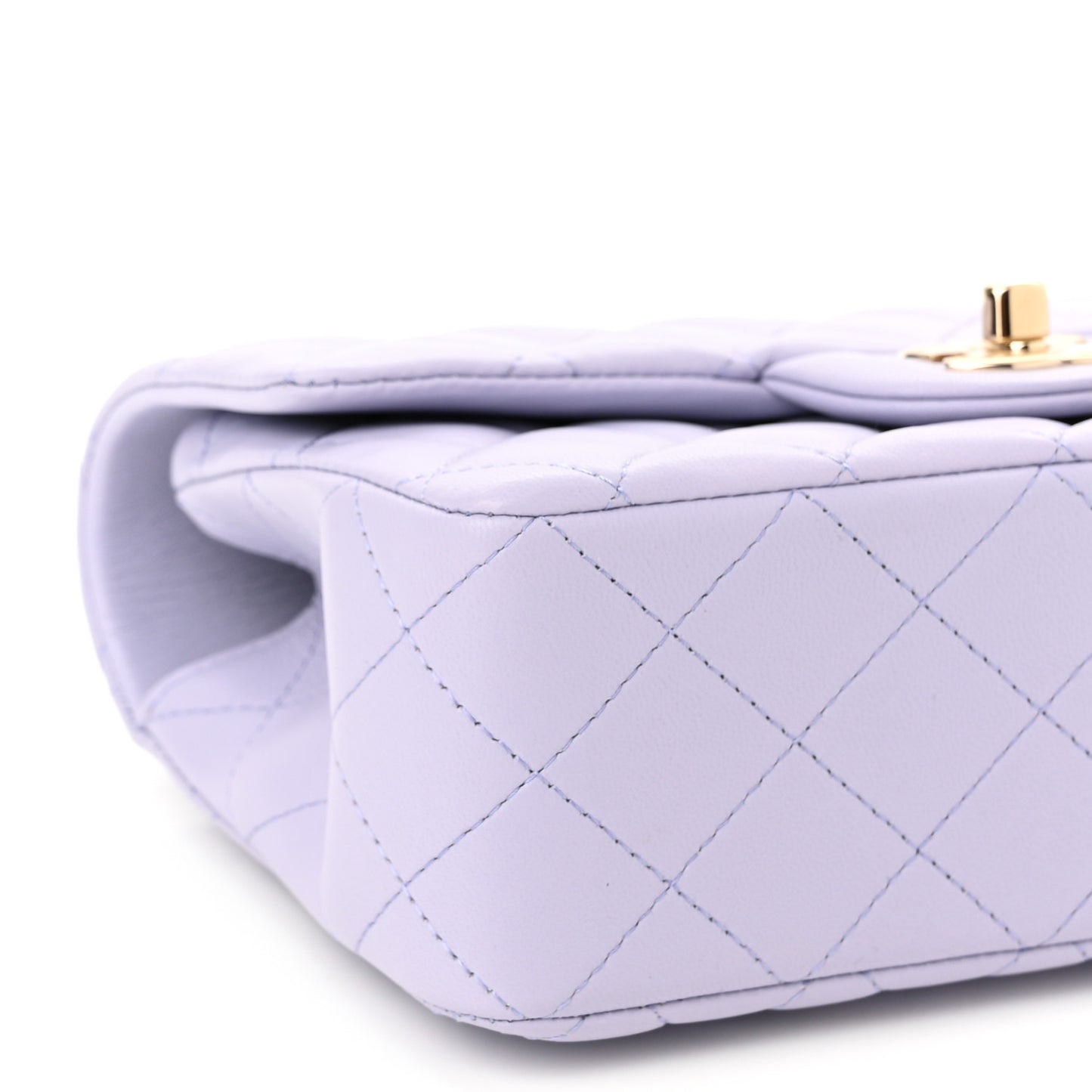 Lambskin Quilted Mini Top Handle Rectangular Flap Light Purple