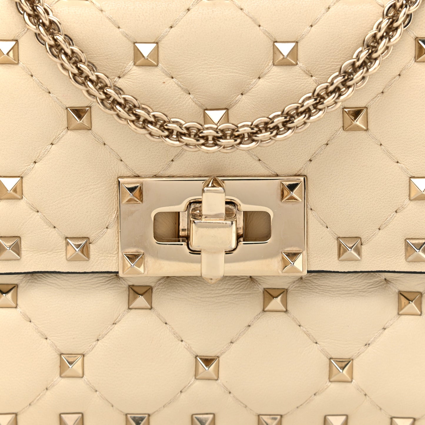 Nappa Small Rockstud Spike Shoulder Bag Light Ivory