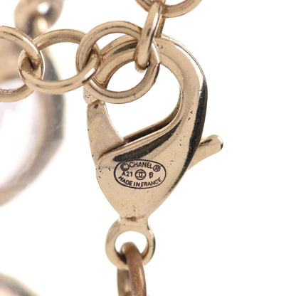 Chanel Metal Glass Crystal Strass Pearl CC Chain Bracelet Gold Multicolor Pearly White 4 of 5